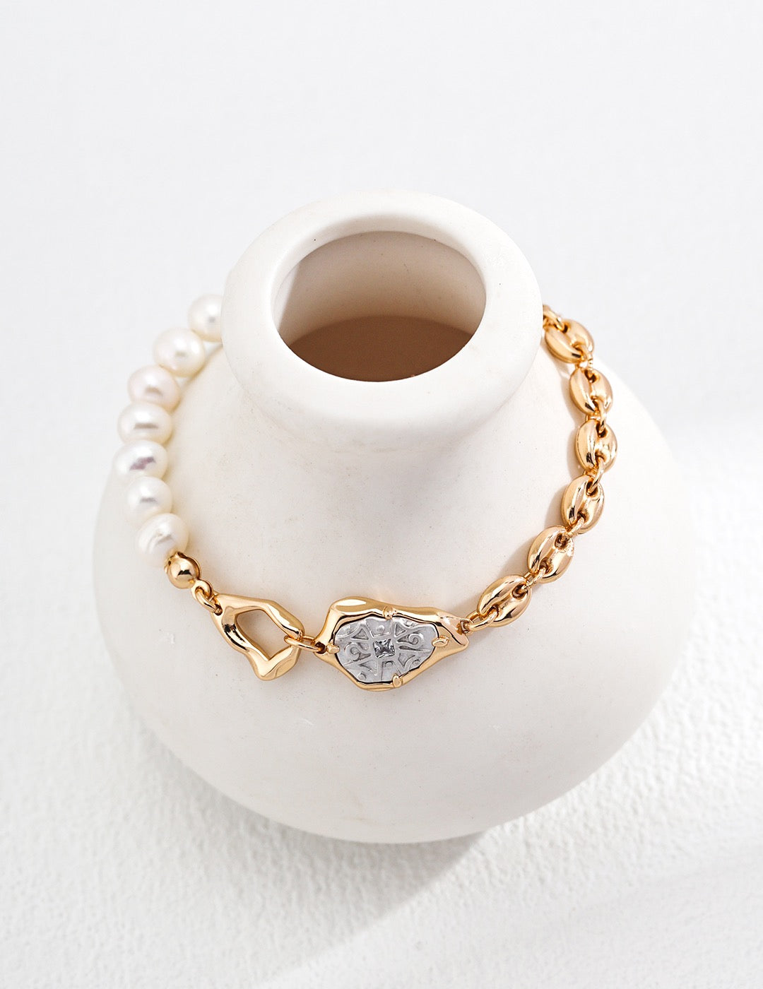 Freshwater Pearl Zircon Bracelet | 18K Gold Vermeil| Lia Atelier