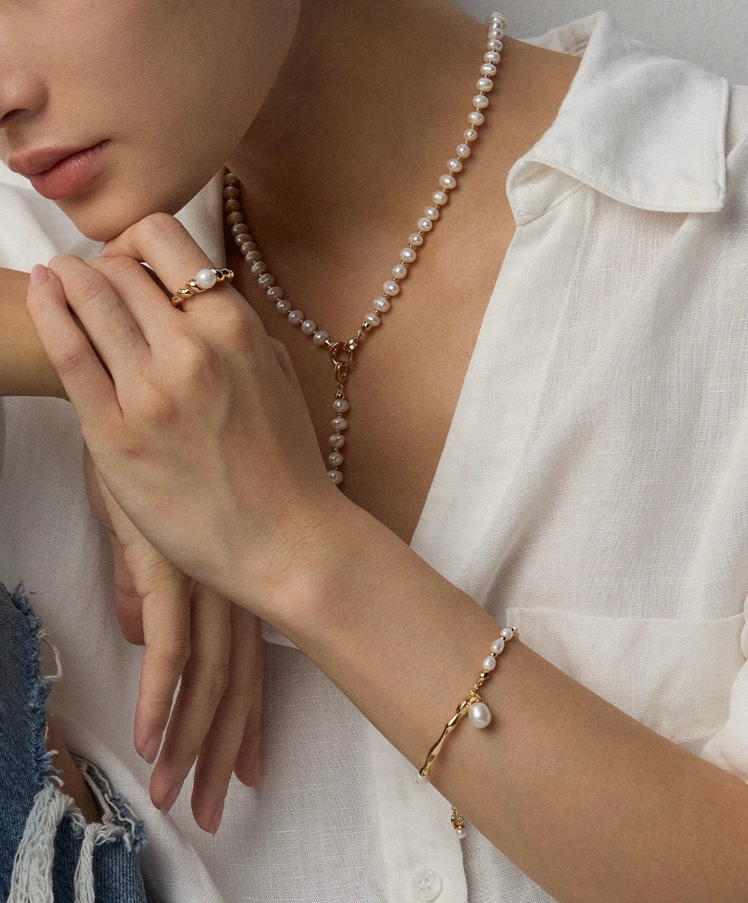 Celestial Harmony Pearl Bracelet - Lumina Collection