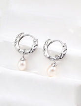 Luxe Chain Link Pearl Drop Earrings