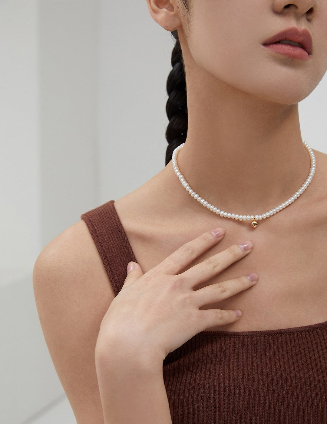 Sophia Pearl Strand with Gold Accent - Minimalist Collection