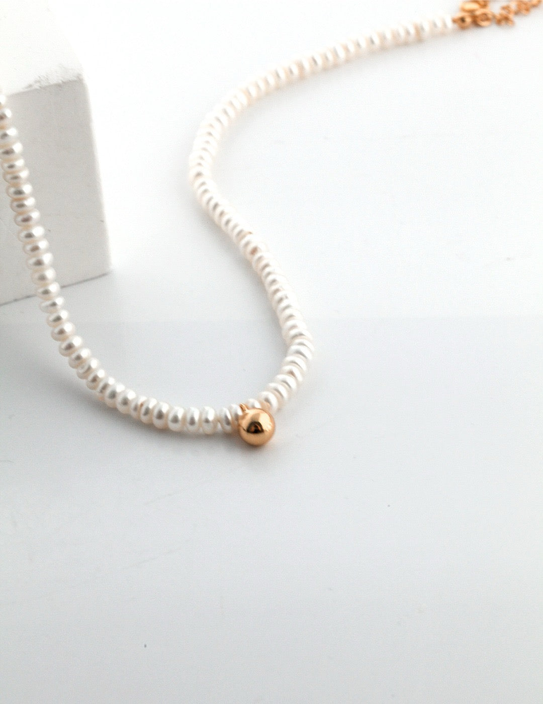 Sophia Pearl Strand with Gold Accent - Minimalist Collection