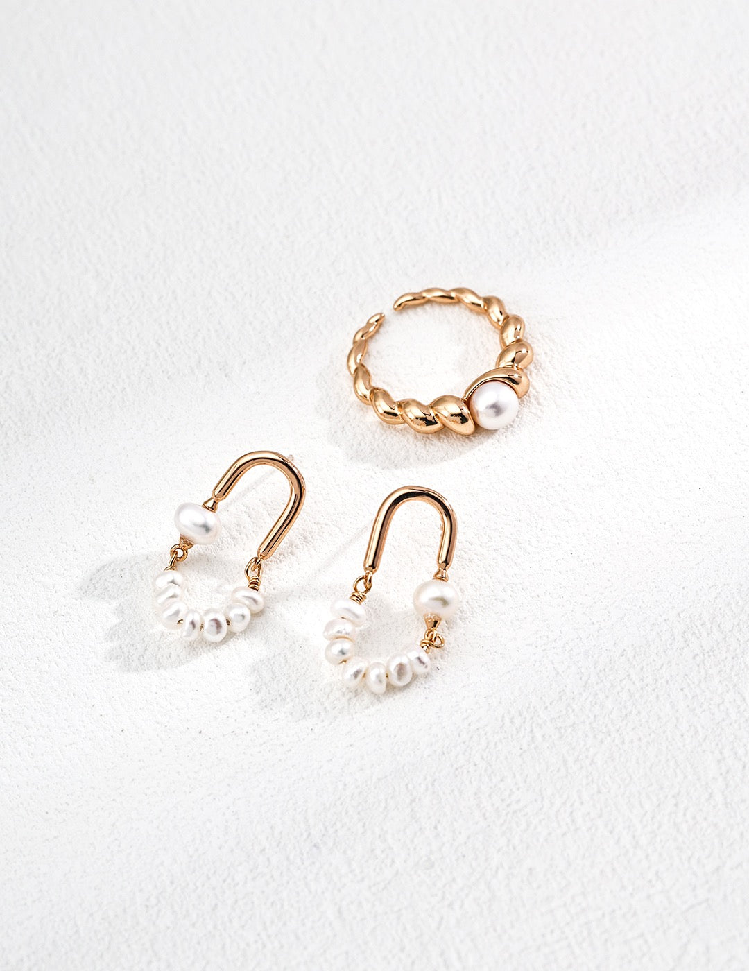 Arc of Pearls Hoop Earrings