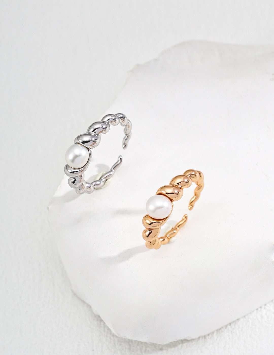 Bague ouverte Twisted Harmony Pearl