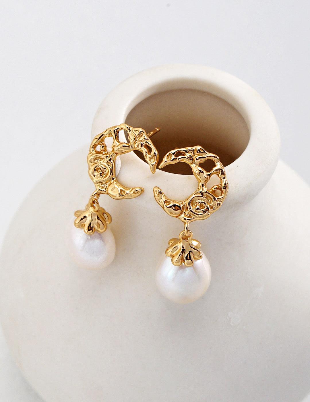 Stellar Pearl Drop Earrings - Lia Atelier