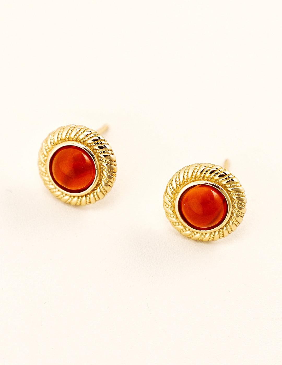 Ameer Red Agate Vintage Earrings - Lia Atelier