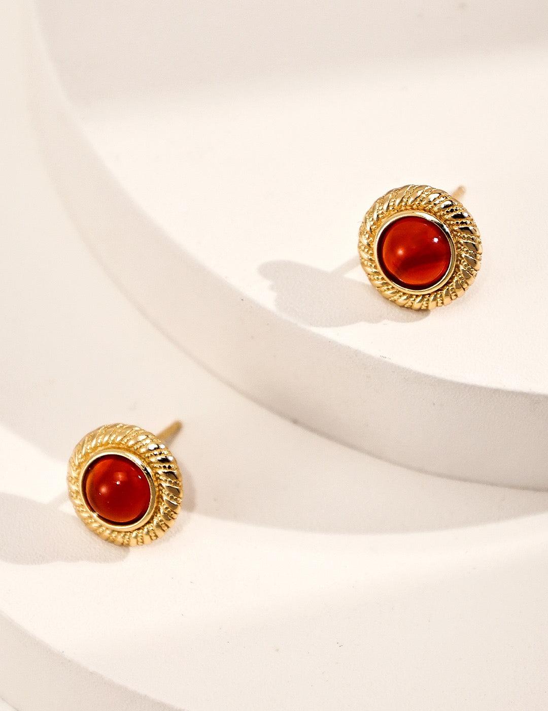 Ameer Red Agate Vintage Earrings - Lia Atelier
