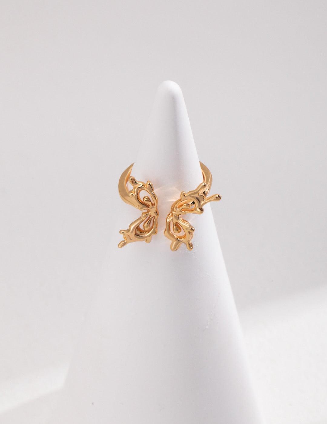 Butterfly Open Ring - Lia Atelier  | Jewelry for Wedding|  Gold Butterfly Adjustable Open Ring| Elegant Open Ring | Fine Jewelry