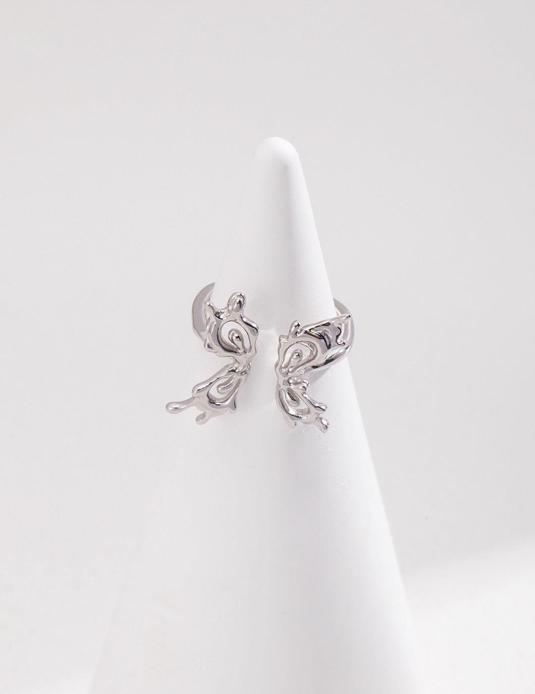 Silver Butterfly Open Ring - Lia Atelier  | Jewelry for Wedding|  Silver Butterfly Adjustable Open Ring| Elegant Open Ring | Fine Jewelry