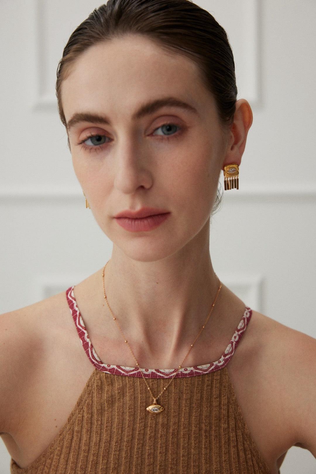 Inez Zircon Tassels Earrings - Lia Atelier