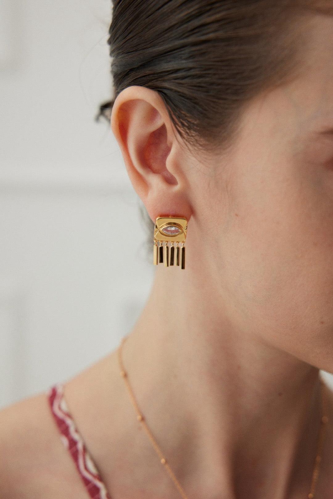 Inez Zircon Tassels Earrings - Lia Atelier