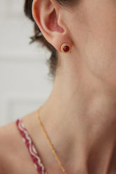 18k Gold Red Agate Earrings| Vintage Design |Spiritual Jewelry | Lia Atelier