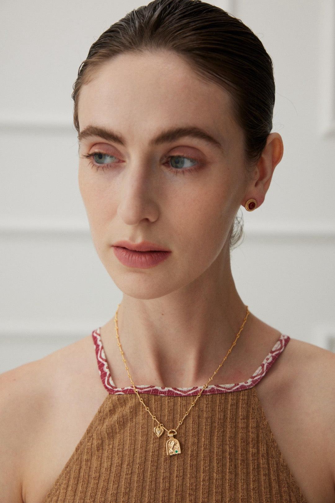 Ameer Red Agate Vintage  Stud Earrings - Lia Atelier