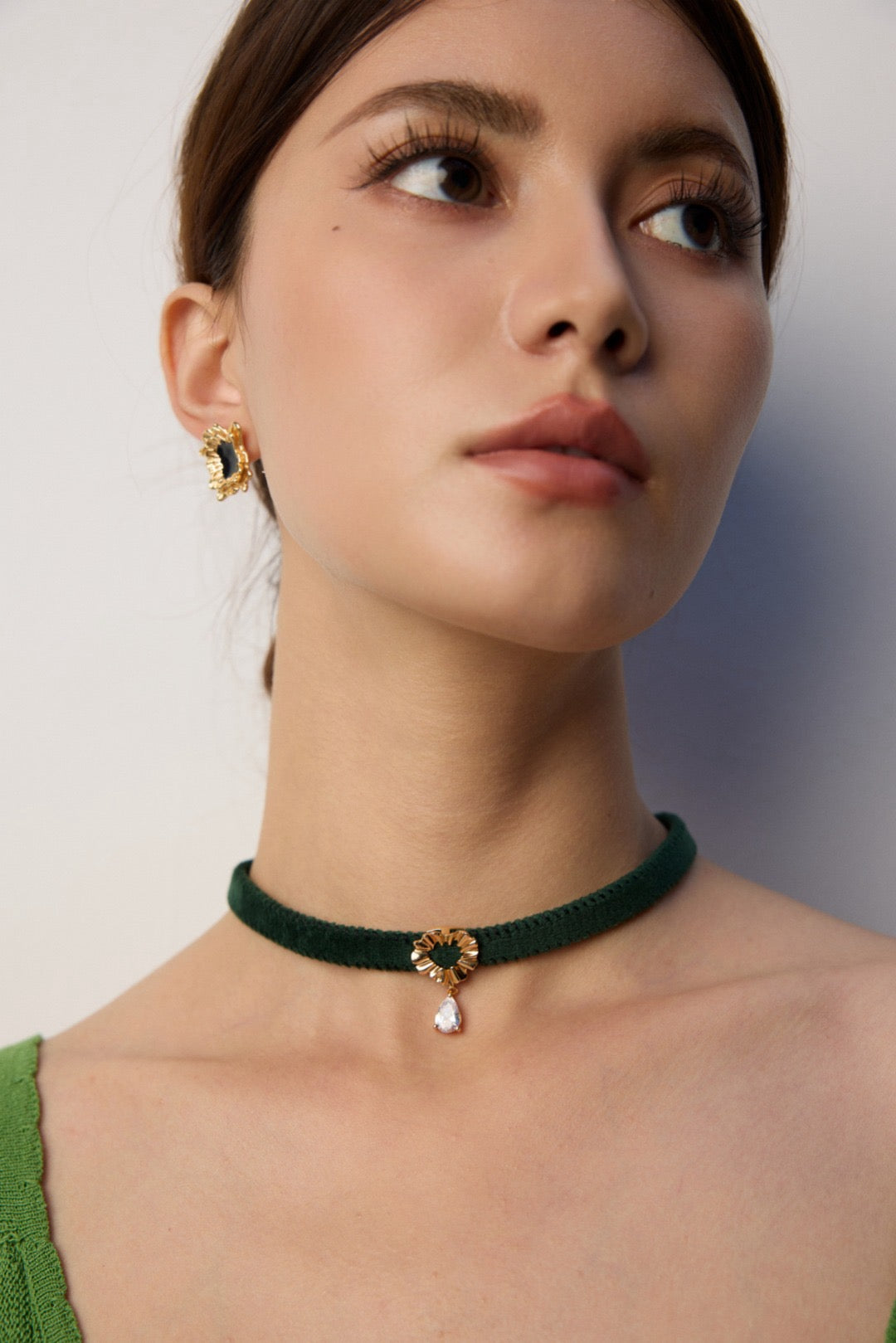 Elegant Velvet & Leather Choker Necklaces with Heart & Zircon Pendant