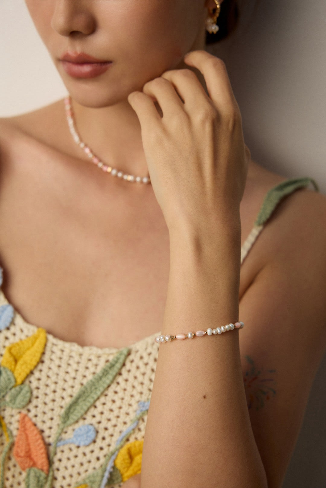 Orchid Pearl Set - Bracelet & Necklace