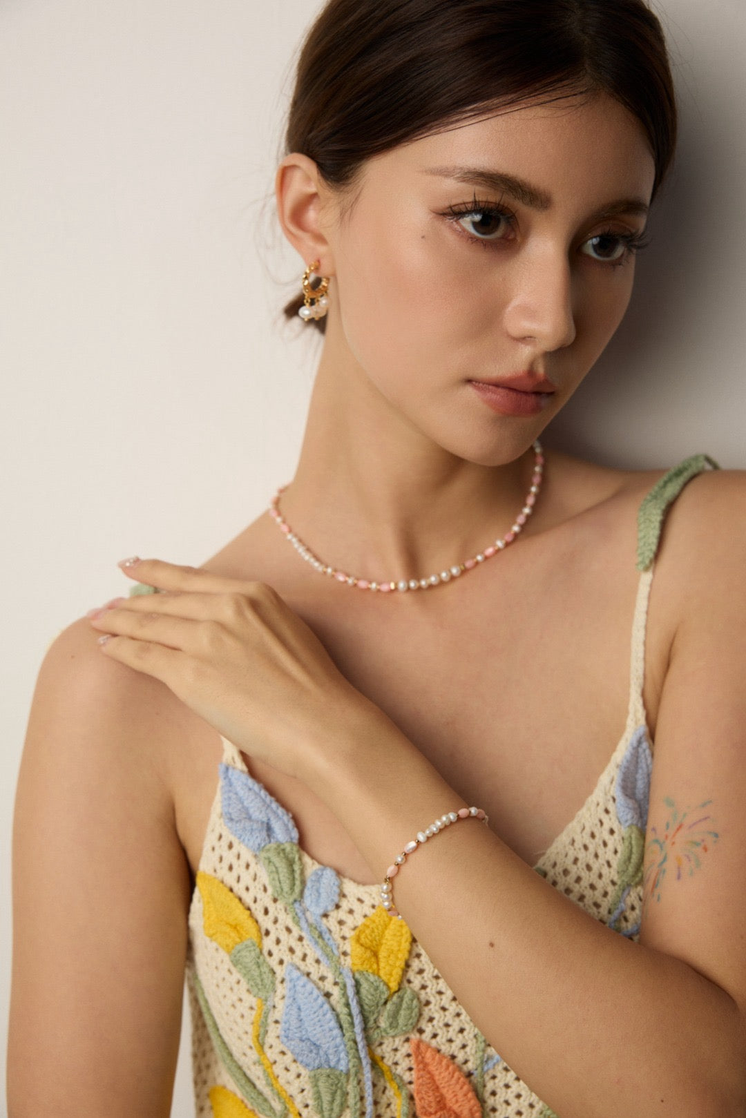 Orchid Pearl Set - Bracelet & Necklace