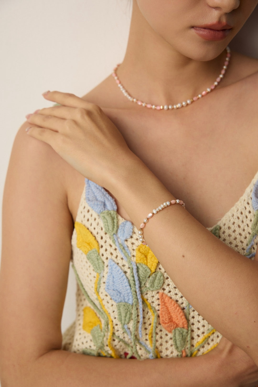 Orchid Pearl Set - Bracelet & Necklace