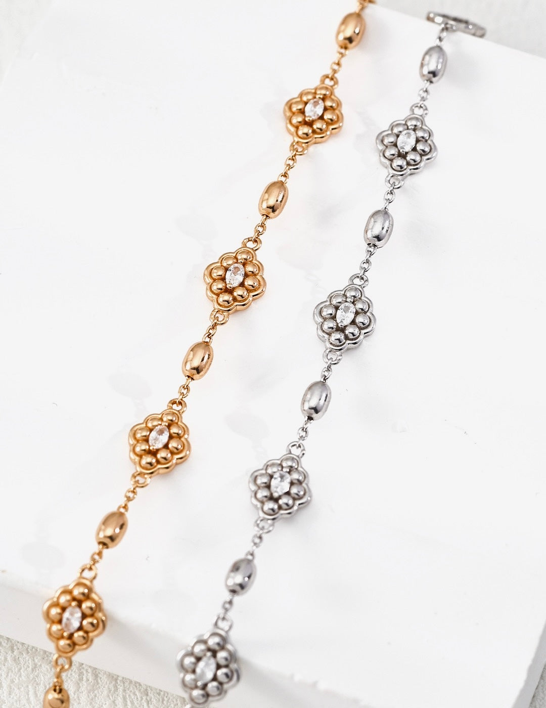 Crystal Flower Station Bracelet