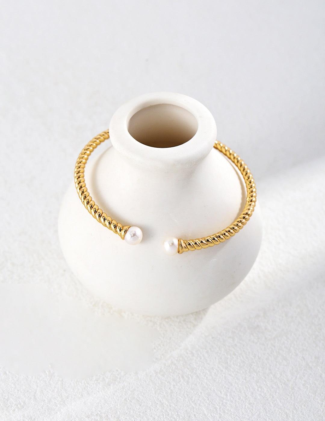 Serenade Pearl Open Bangle - Lia Atelier