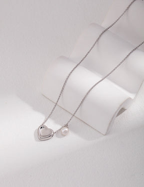 Heart Pearl Charm Necklace