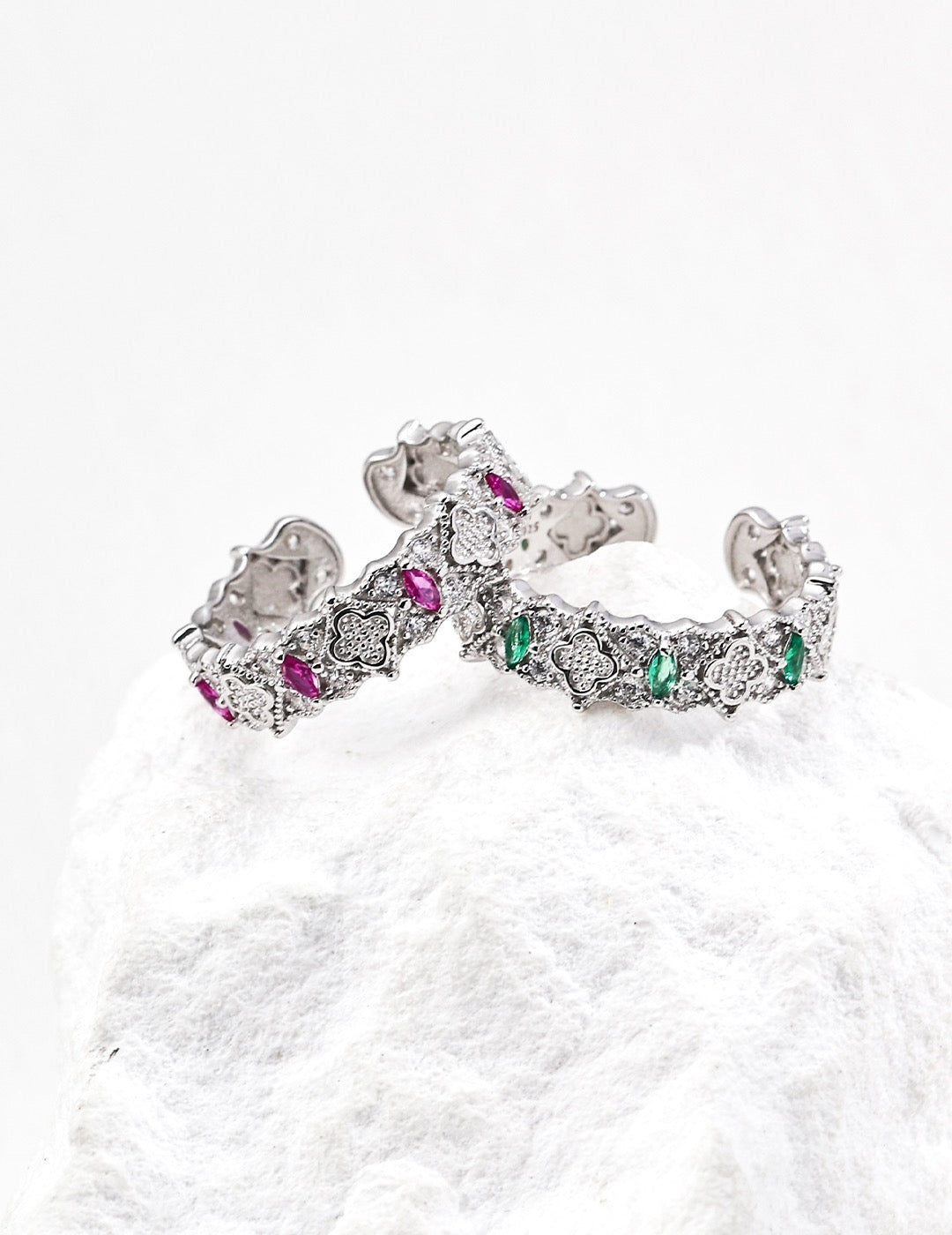 Royal Ruby Filigree Cuff Ring - Vintage Luxe Collection