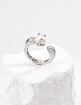 Geometric Adjustable Pearl Ring