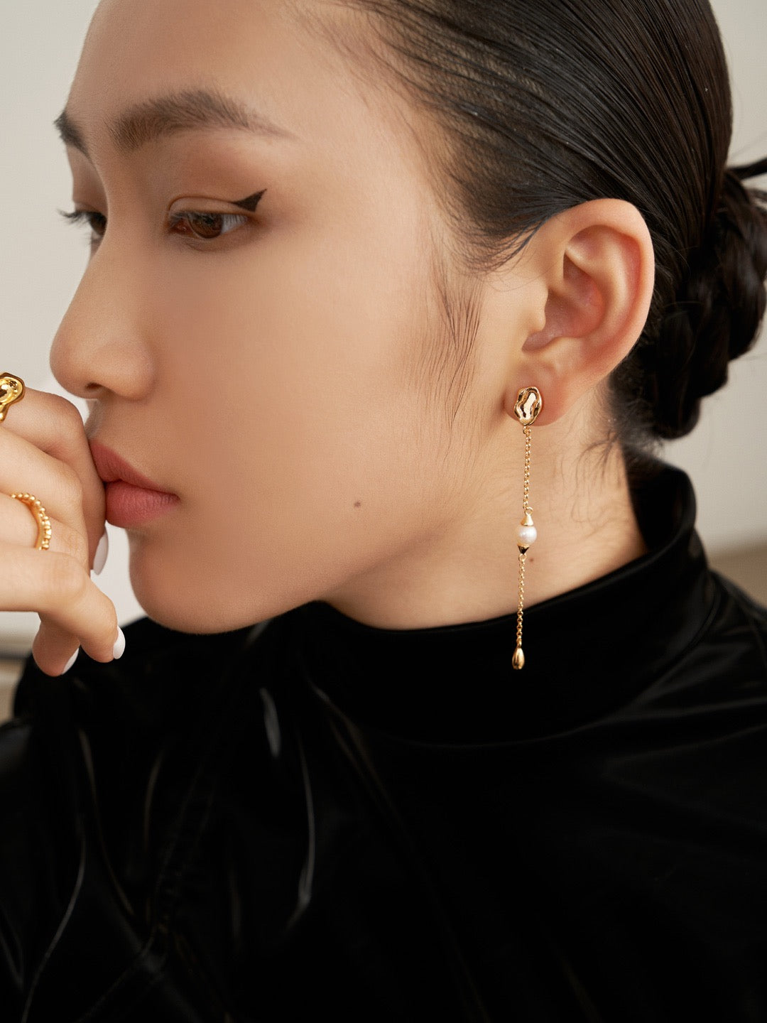 Pearl Chain Drop Earrings