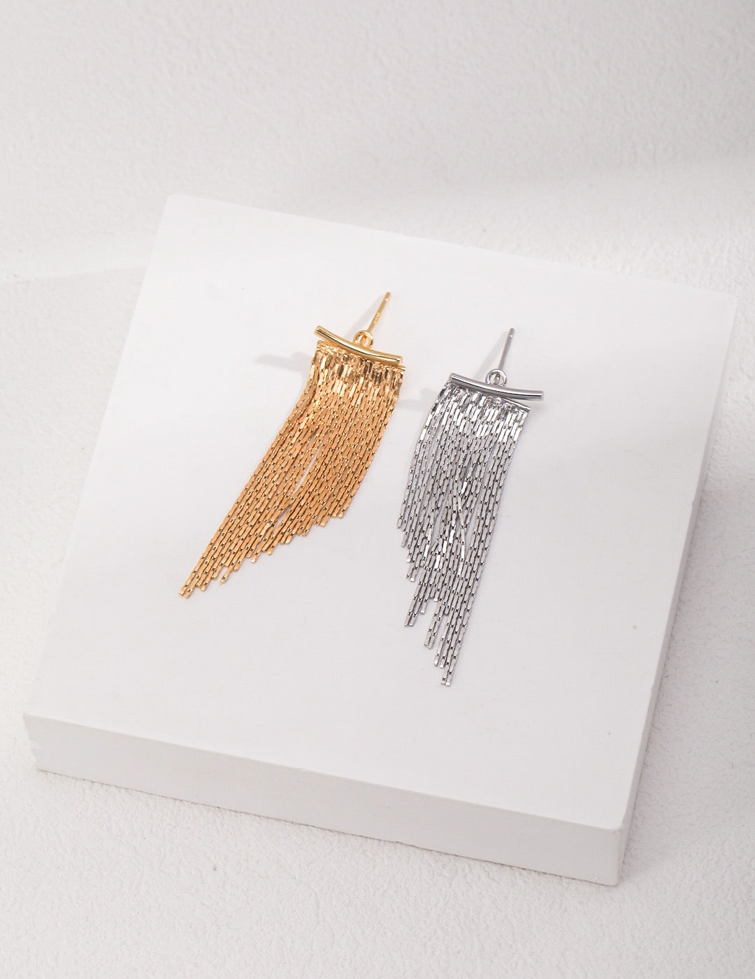 Luxe Chain Fringe Drop Earrings - Gold & Silver