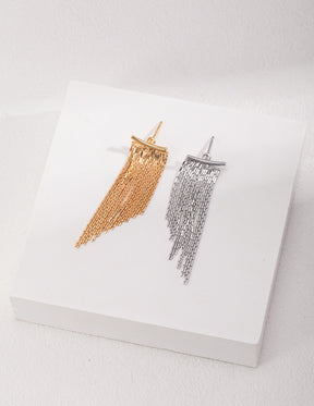 Luxe Chain Fringe Drop Earrings - Gold & Silver