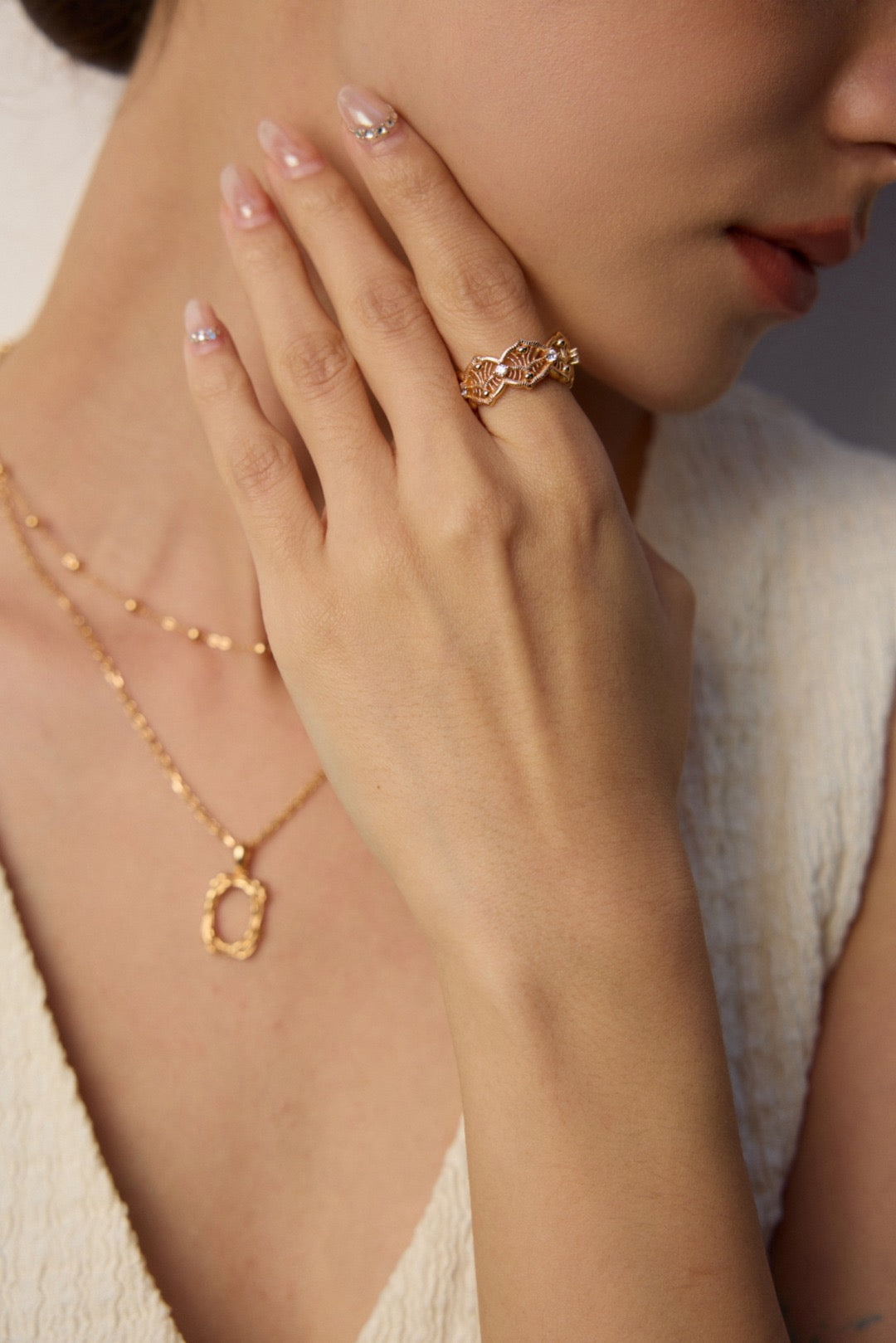 Victoria Crystal Cuff Ring - Vintage Luxe Collection