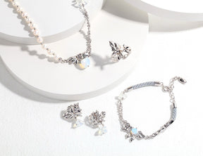 Opal Flower Charm Mixed Chain Bracelet