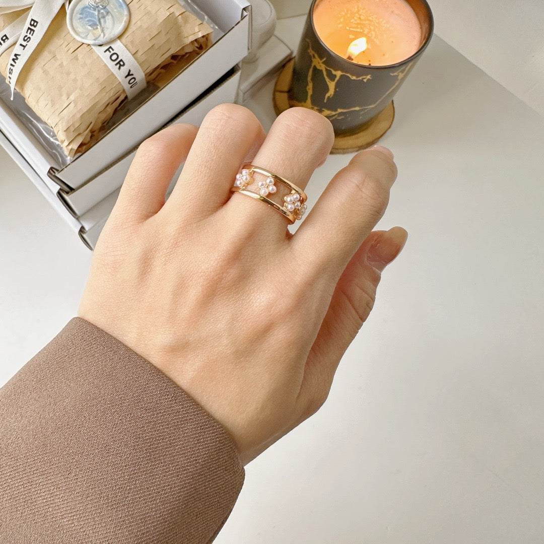 Blooming Pearl Open Ring