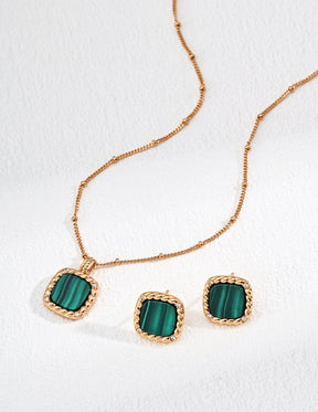 Gold Malachite Jewelry Set