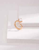Pearl Stack Open Ring close-up, 8mm freshwater pearl and zircon inlay, sterling silver | Lia Atelier