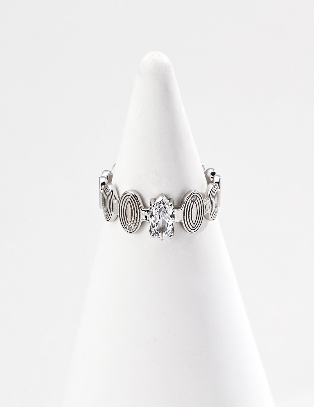 Spiral Gemstone Cuff Ring