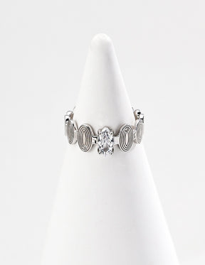 Spiral Gemstone Cuff Ring