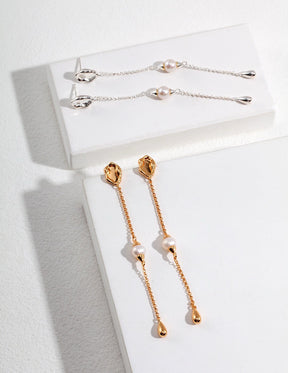 Pearl Chain Drop Earrings