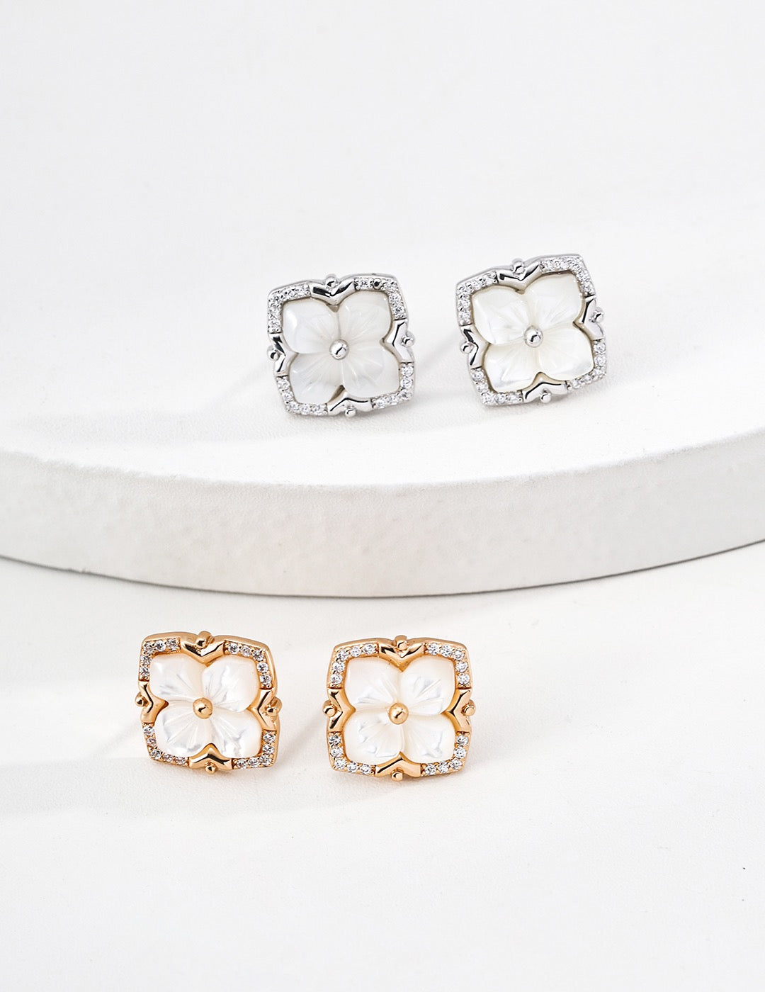 Mother of Pearl Clover Studs