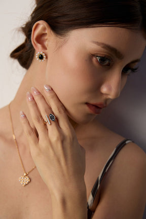 Black Enamel Cuff Ring