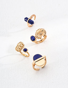 Raw Lapis Lazuli Cuff Ring - Gold