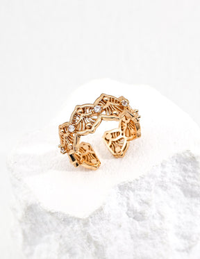 Victoria Crystal Cuff Ring - Vintage Luxe Collection