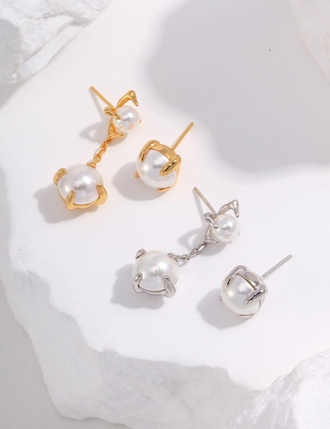 Pearl Claw Asymmetrical Earring