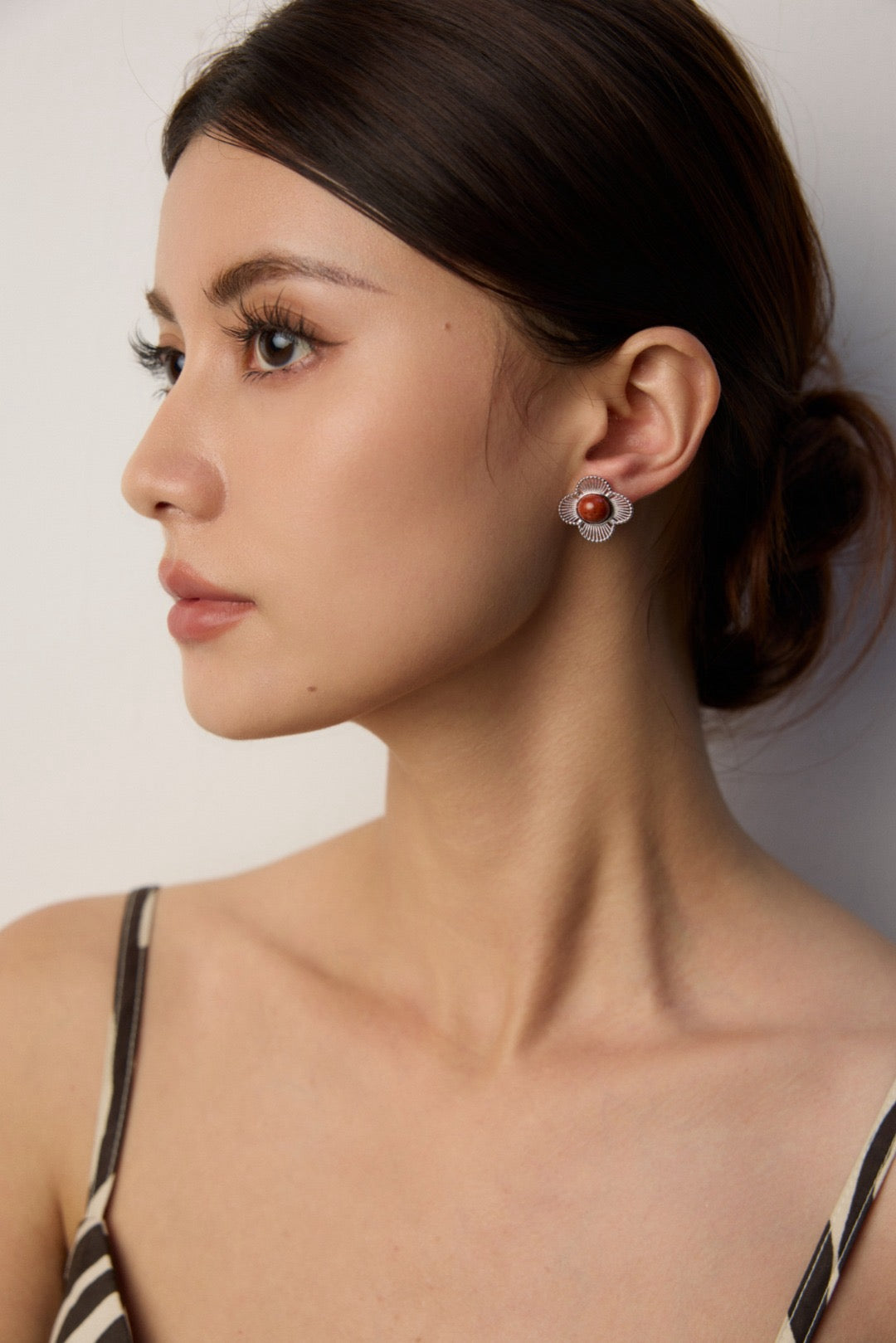 Carnelian Petal Stud Earrings