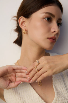 Textured Adjustable Ring - Ribbed Band Design