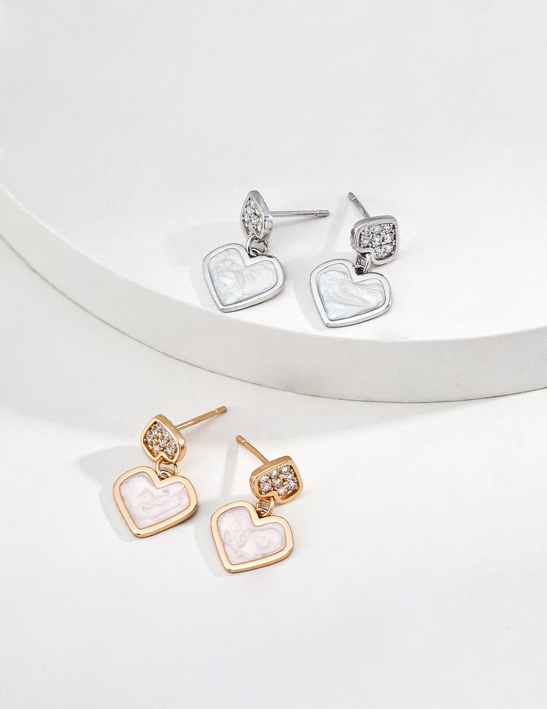 Double Heart Drop Earrings