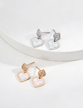 Double Heart Drop Earrings