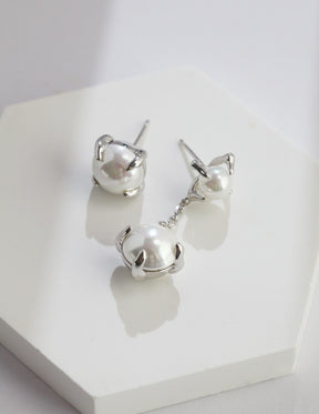 Pearl Claw Asymmetrical Earring