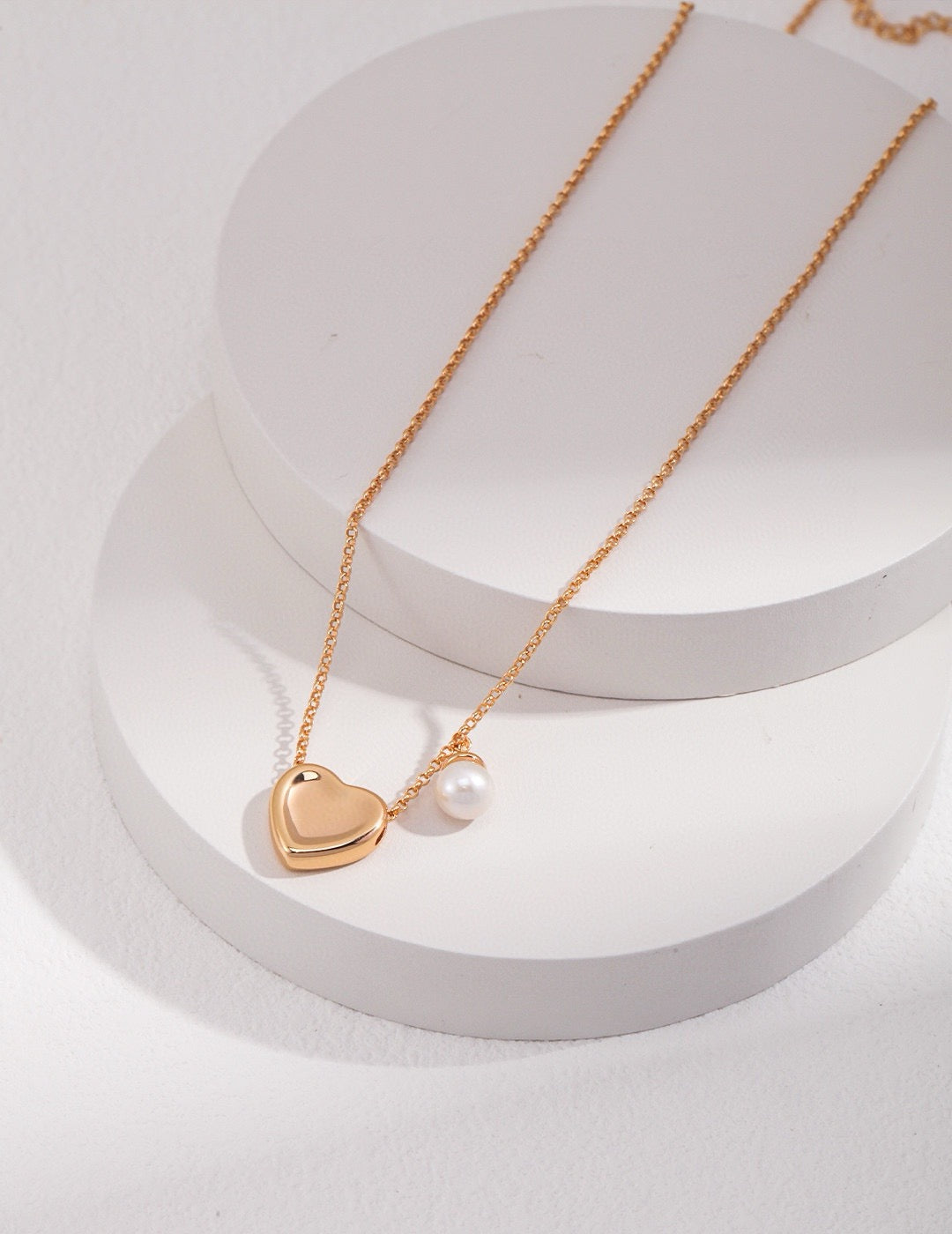 Heart Pearl Charm Necklace