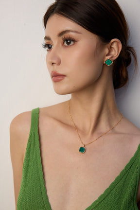 Gold Malachite Jewelry Set