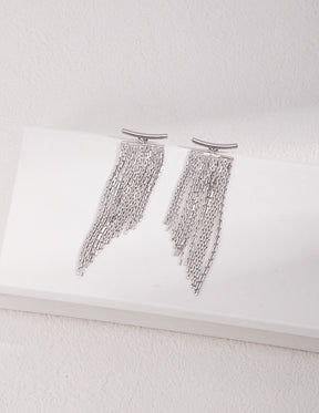 Luxe Chain Fringe Drop Earrings - Gold & Silver