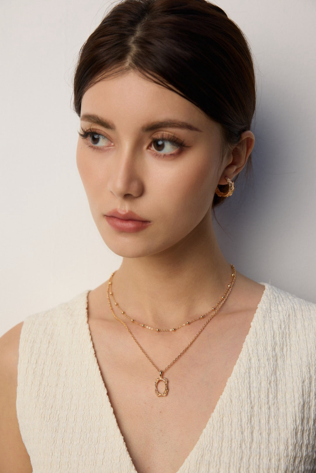 Gold Beaded Chain Necklace